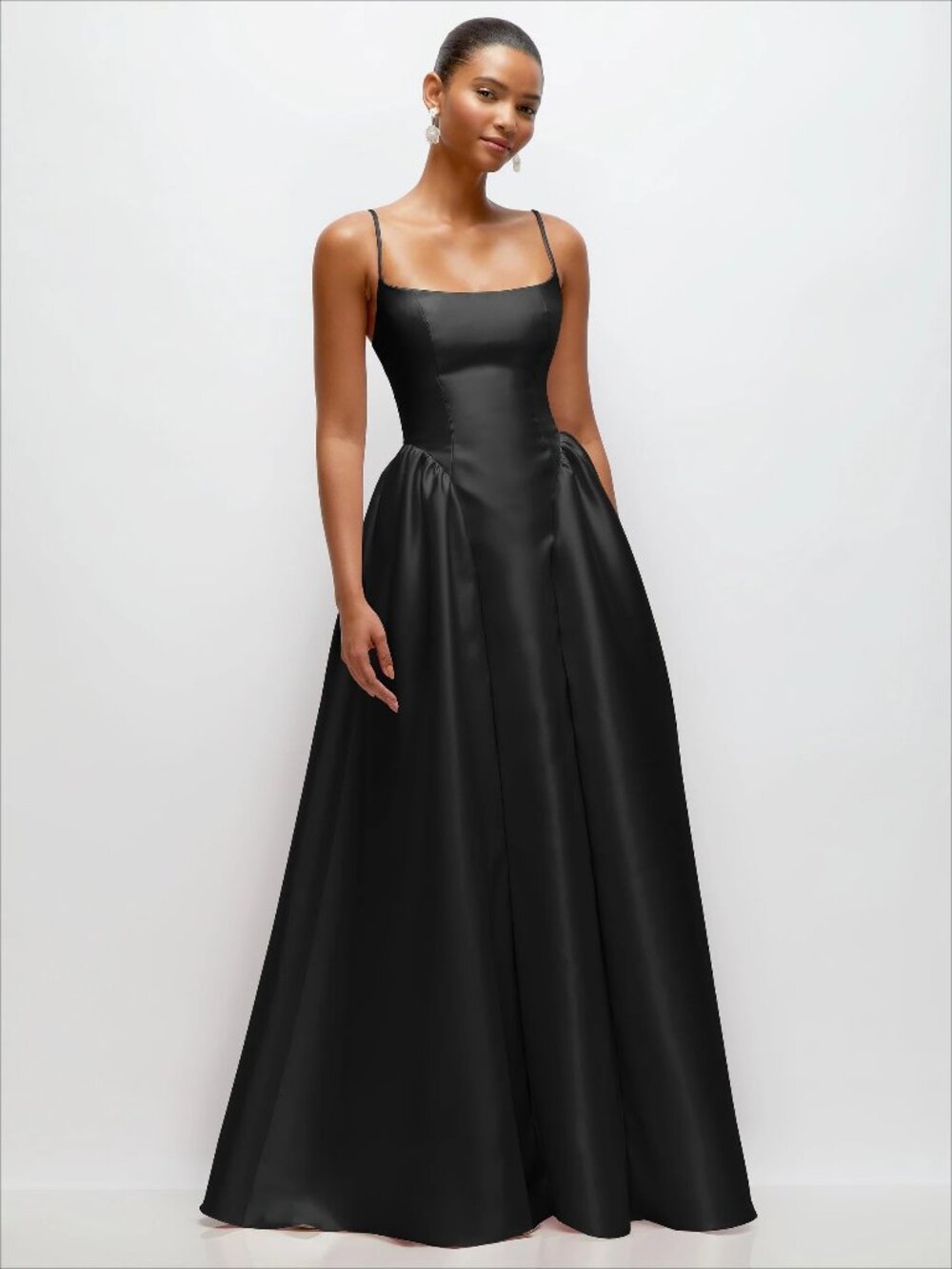 Dessy 3169 Black Satin Gown